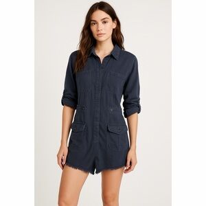 YFB Linen Blend Utility Romper
